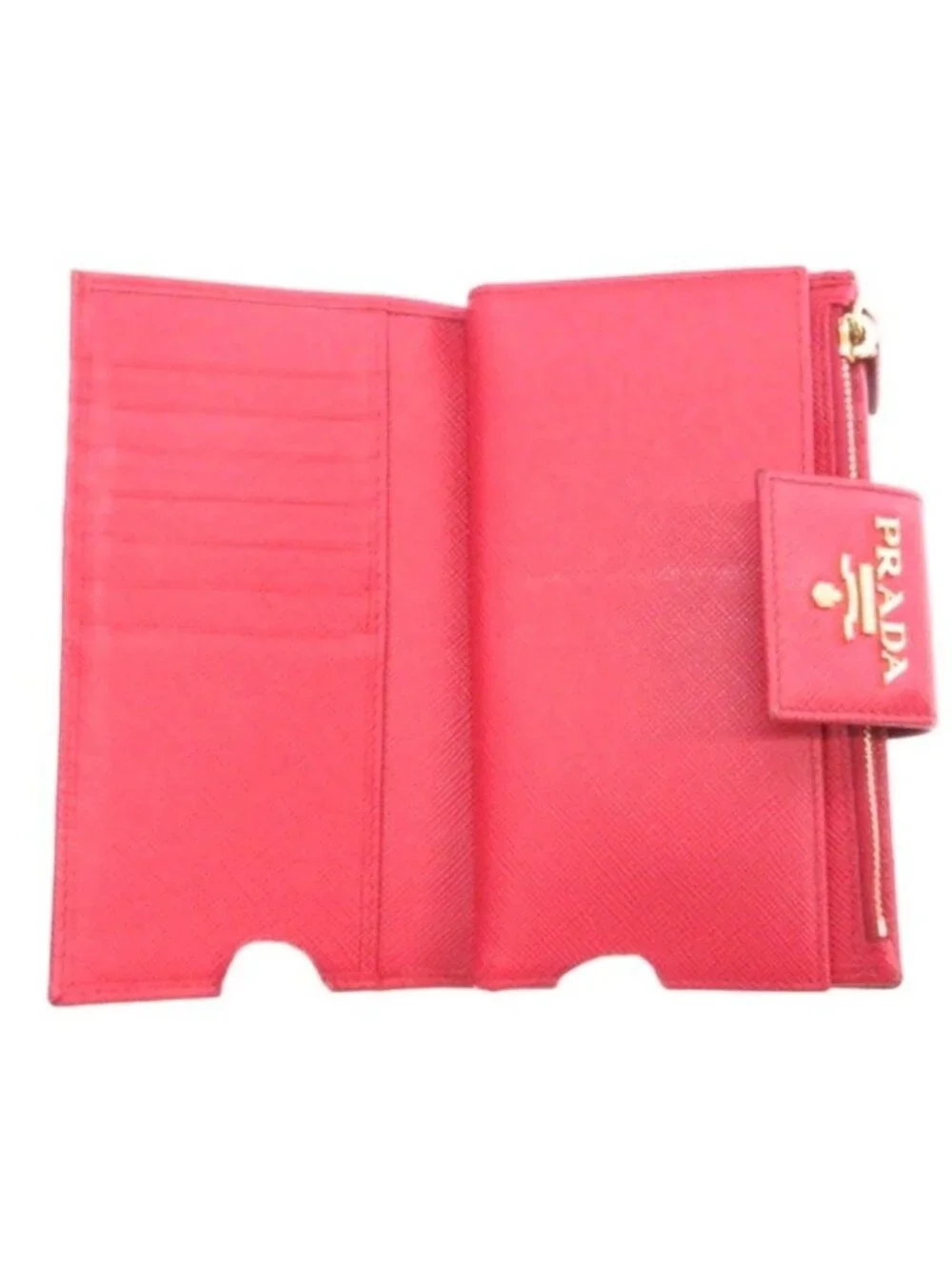Prada Logo Flap Bifold Wallet Saffiano Leather